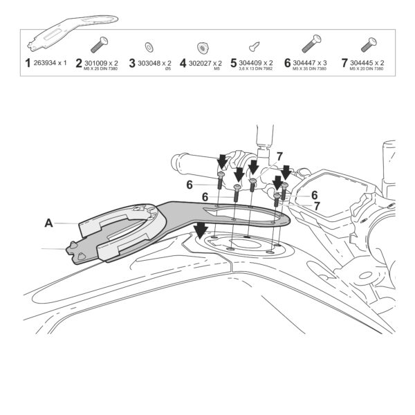 CLICK SYSTEM TANK BAG FITTING KIT YAMAHA MT07