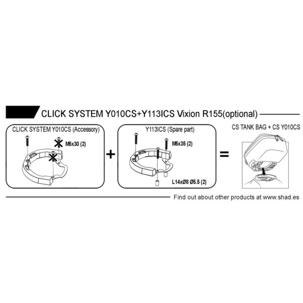 CLICK SYSTEM TANK BAG ADDITIONAL SET OF SCREWS YAMAHA VIXION R155